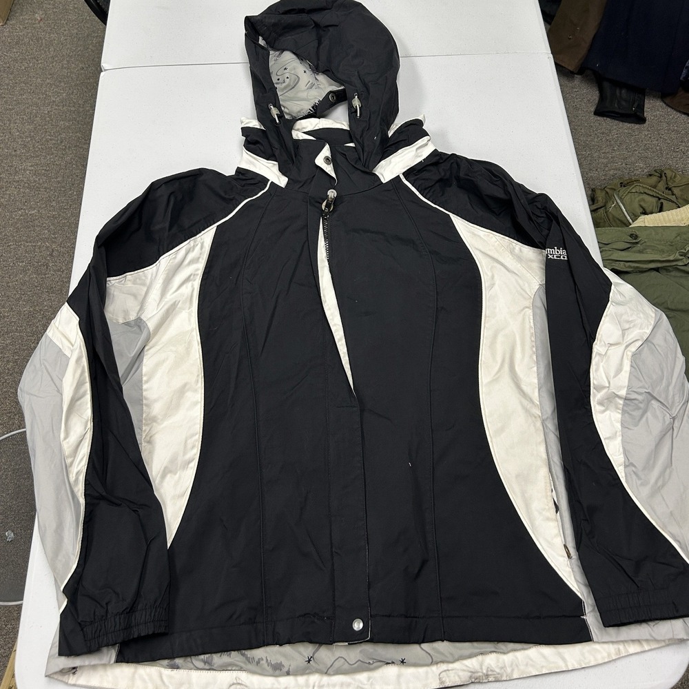 Columbia X.C.O. Core Interchange Jacket Women 2X Black White Colorblock Hooded